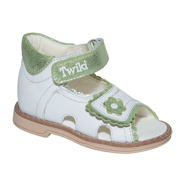 Сандали ортопедические Твики для девочек TW-131 цвет белый/салатовый