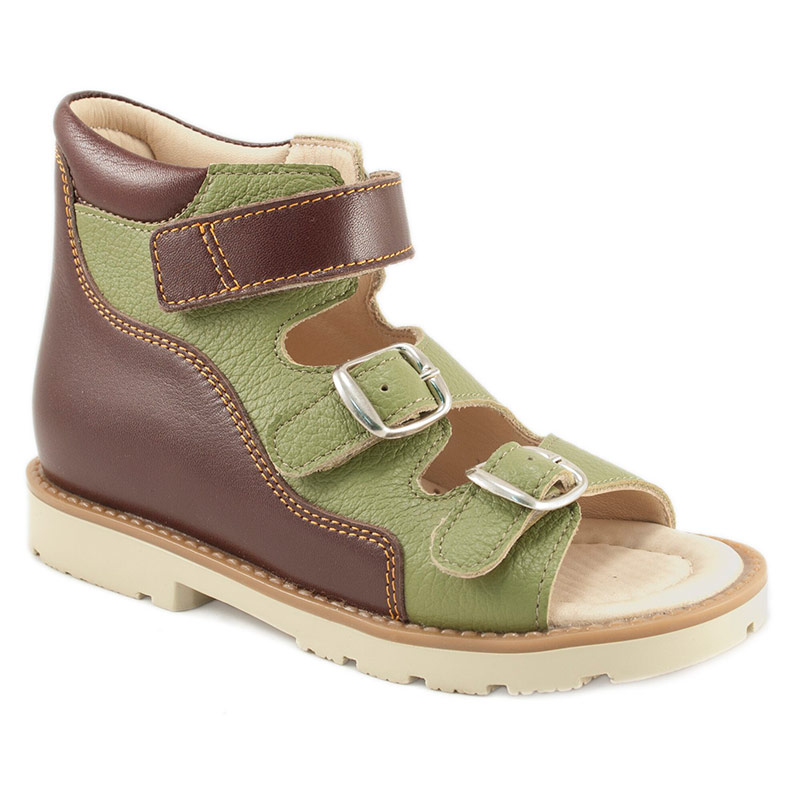 Сандали ортопедические Мега Ортопедик для мальчиков 021 40 62-12 коричневый-зеленый