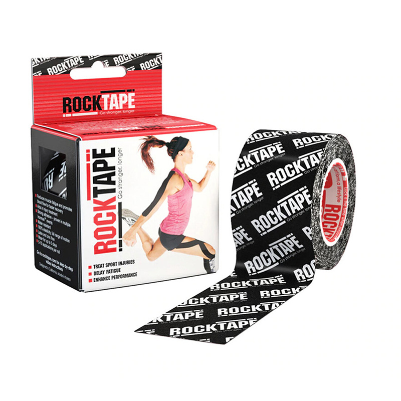 Кинезио тейп Rocktape 5см х 5м черный/логотип