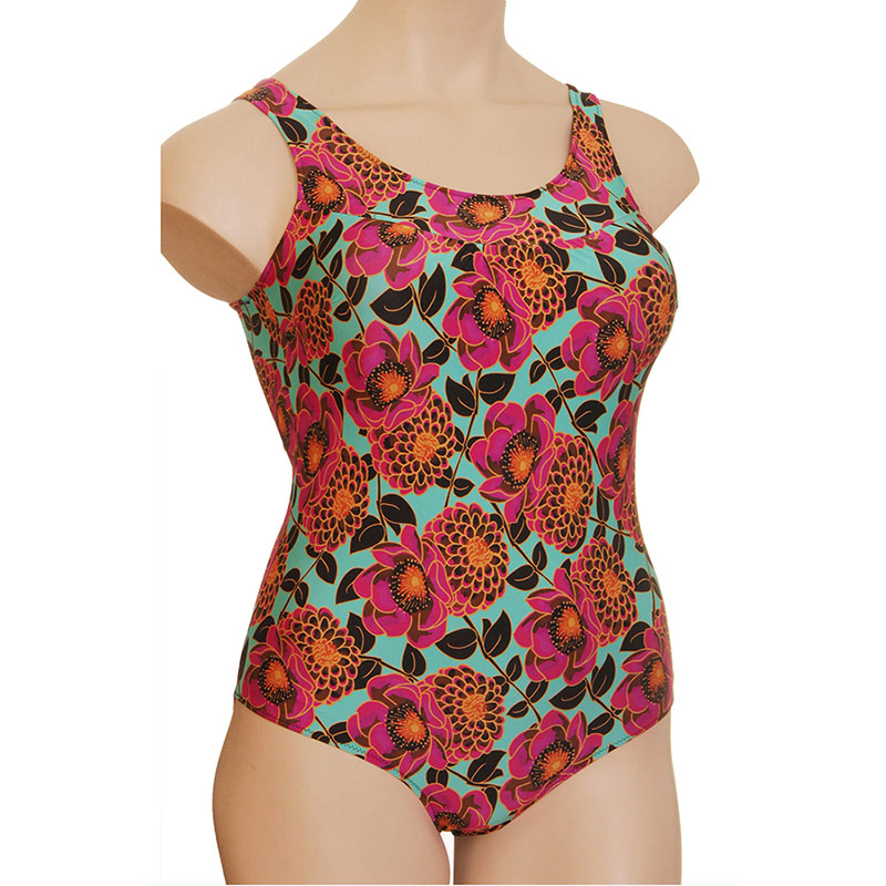 Купальник Valeria для фиксации экзопротеза К0792-1 П122 пионы/зеленый