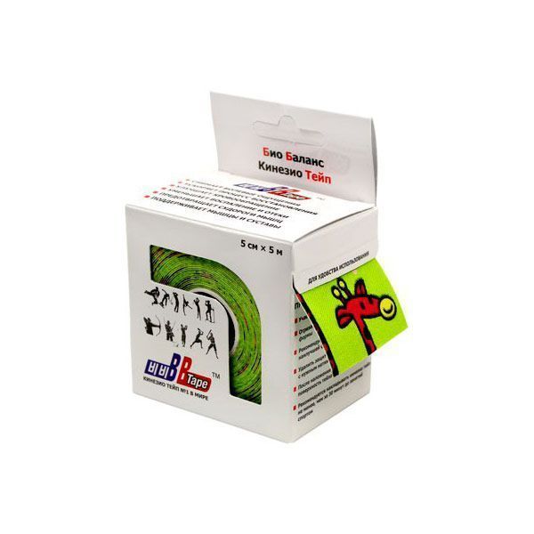 Кинезио тейп Bio Balance Tape 5см х 5м лайм/жирафы