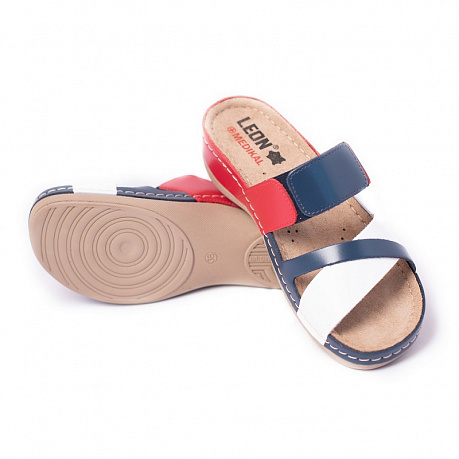 Сабо повседневные Leon medikal женские MED909TBC белый/красный/синий. Изображение 3 из 4