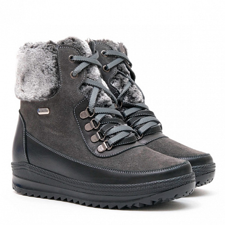 Полусапоги Dr. Spektor с шерстью женские Ш0447-В/К серый/черный. Изображение 4 из 9