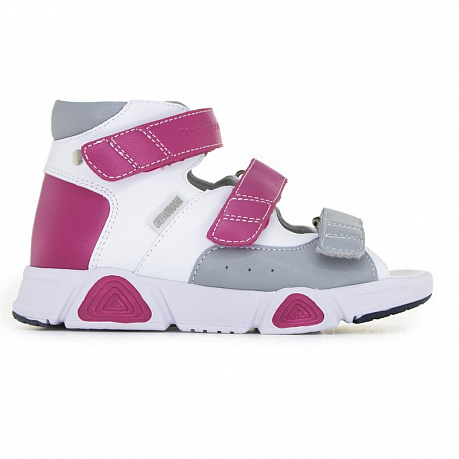 Сандали ортопедические Ортобум для девочек 27057-10 белый/лиловый. Изображение 2 из 5