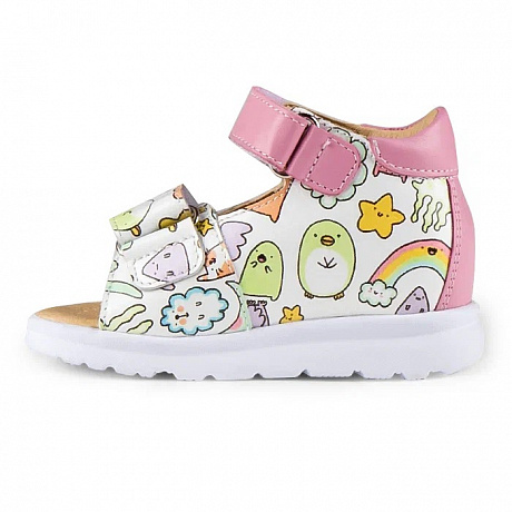 Сандалии ортопедические Твики для девочек TW-190-2 белый/розовый/принт. Изображение 2 из 5