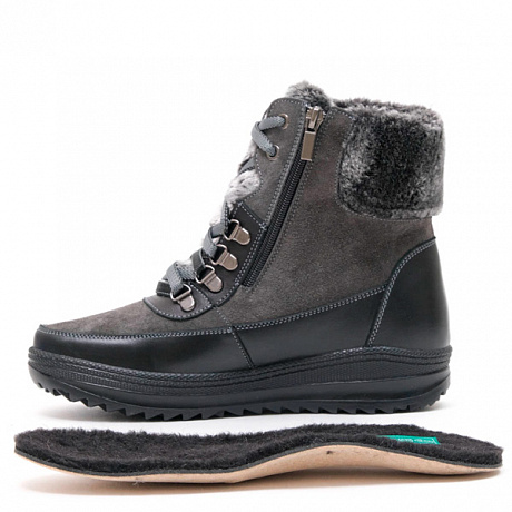 Полусапоги Dr. Spektor с шерстью женские Ш0447-В/К серый/черный. Изображение 5 из 9